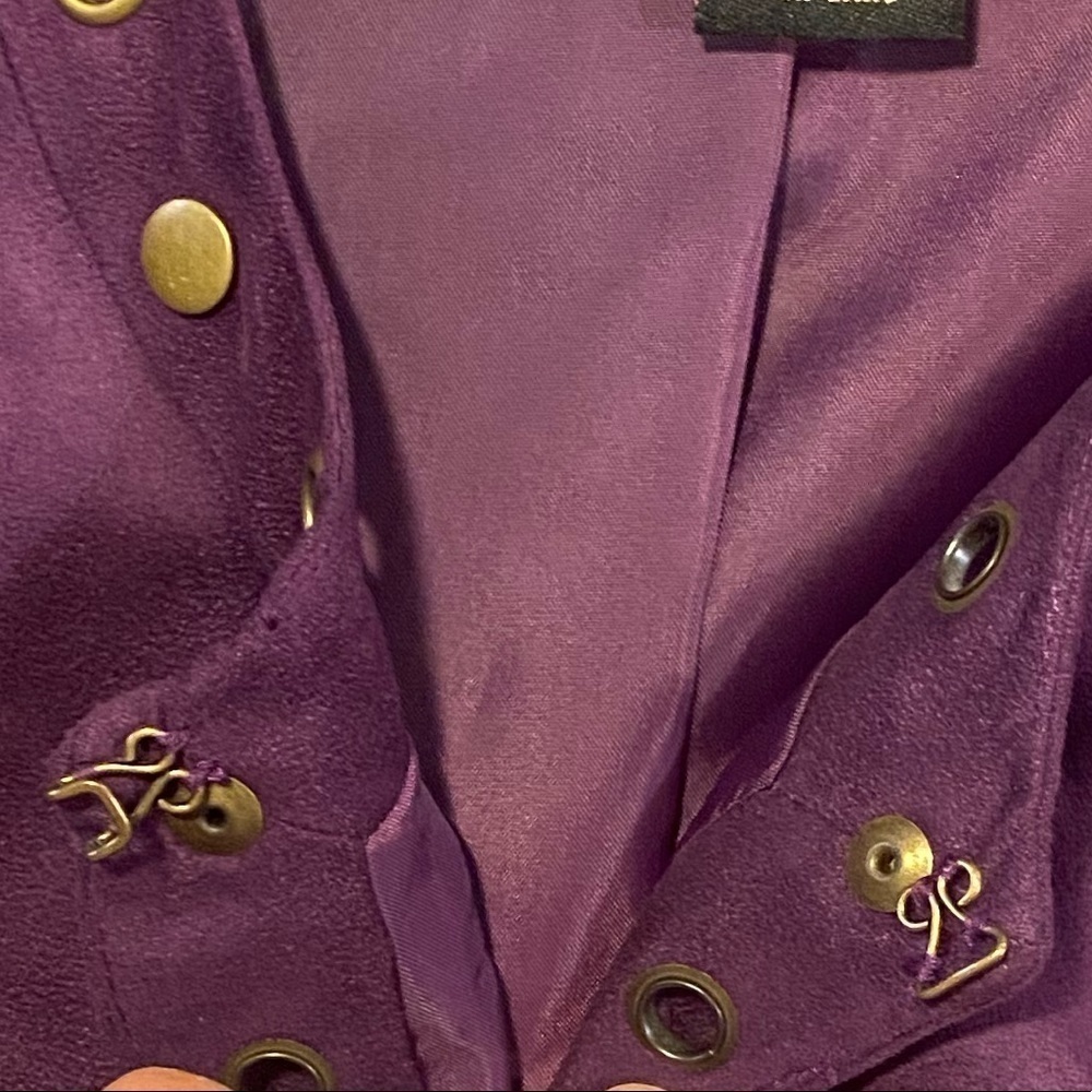 Trenz Purple Faux Suede Studded Open Front Jacket Size Medium - Picture 7 of 10